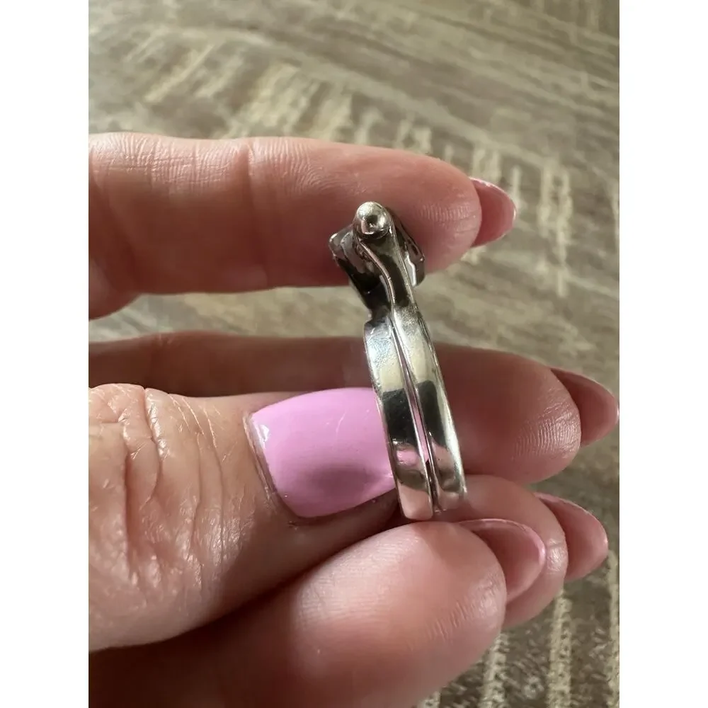 Unique Vintage Designer Sterling Silver Size 6 Glass Geometric Center